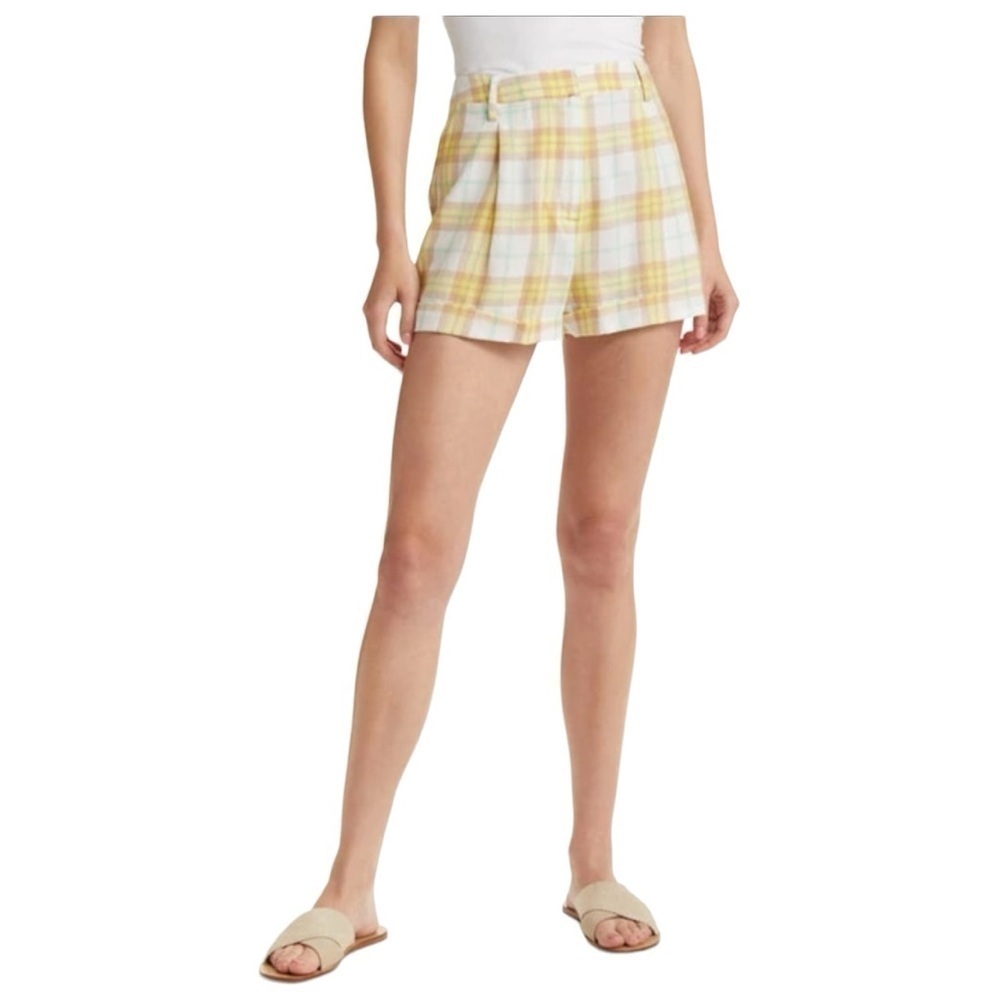 rag & bone Ivy Yellow Plaid High Rise Cotton Shorts Size 10 NWT
